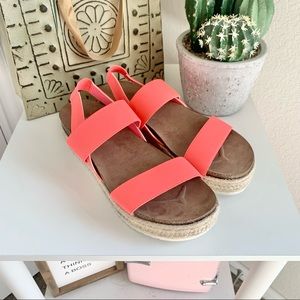 Madden Girl Coral Pink Espadrille Platform Sandals
